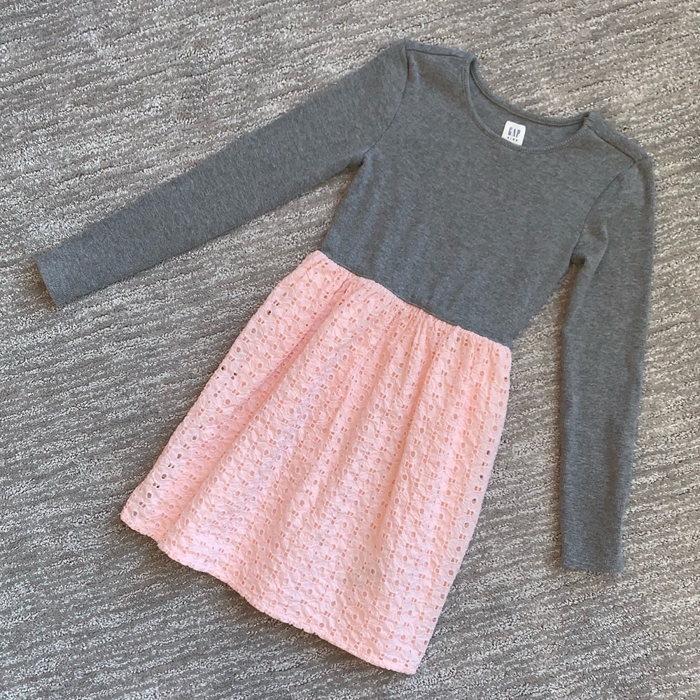 Gap Kids girls rib knit & eyelet skirted dress
